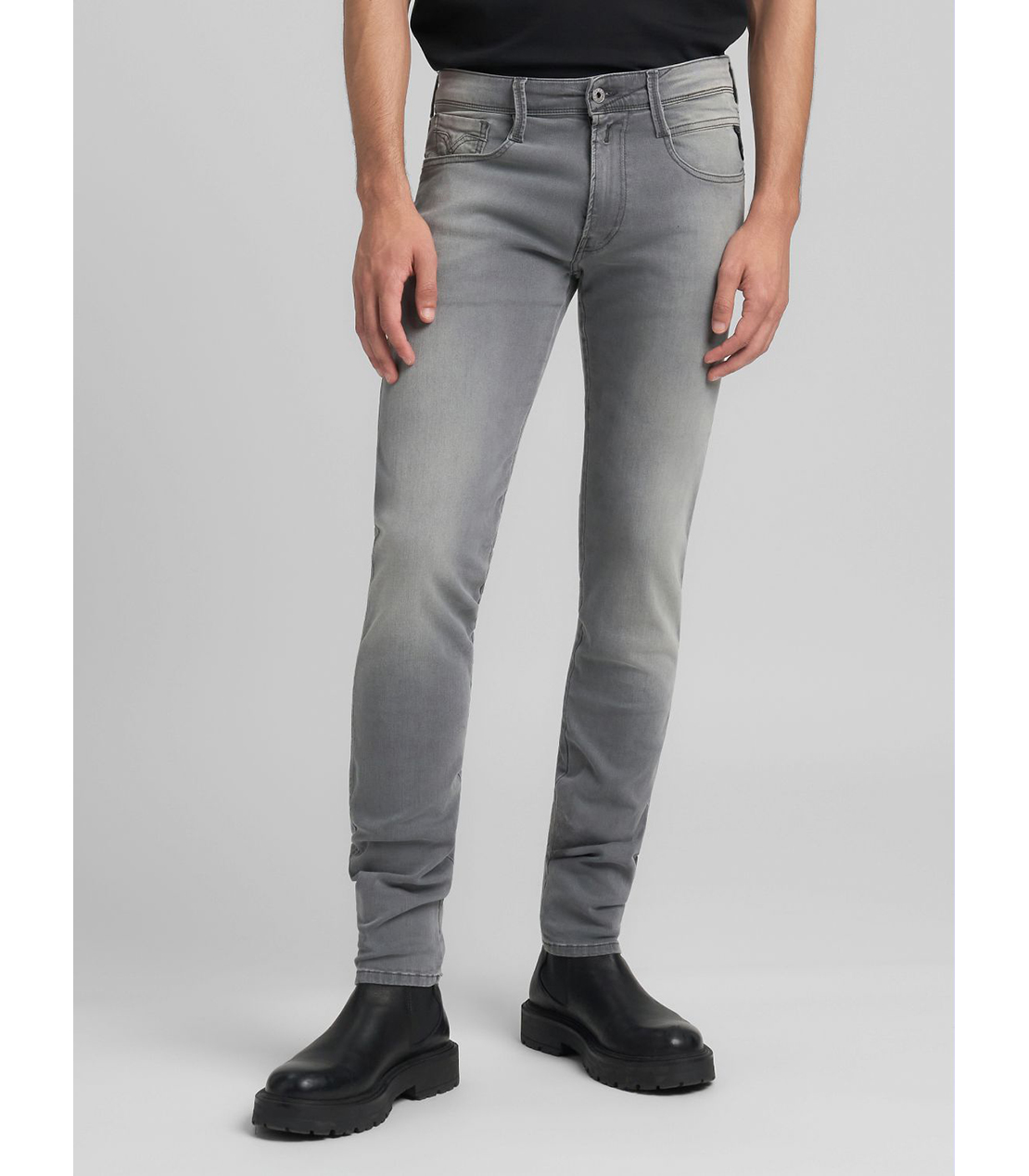 スリムフィットANBASS ブラックパワーストレッチデニム